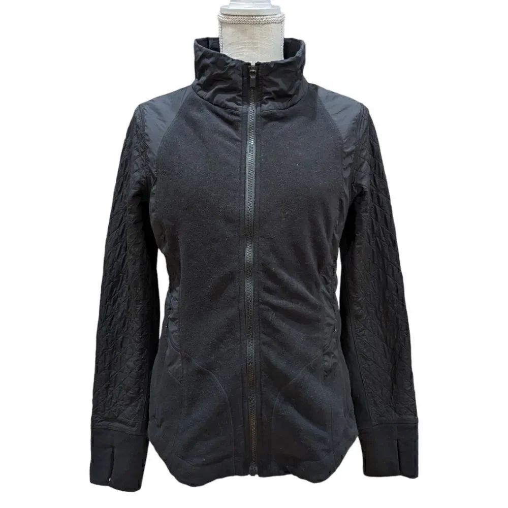 Athleta Women's Quilt Sleeve Fleece Full Zip Up Jacket Size M